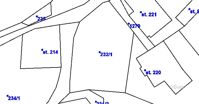 Parcela st. 232/1 v KÚ Hejnice, Katastrální mapa