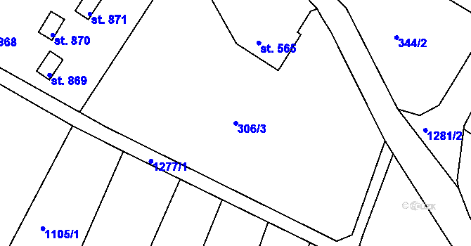 Parcela st. 306/3 v KÚ Hejnice, Katastrální mapa