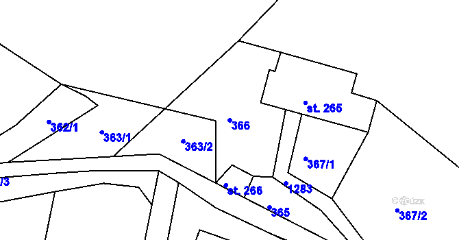 Parcela st. 366 v KÚ Hejnice, Katastrální mapa