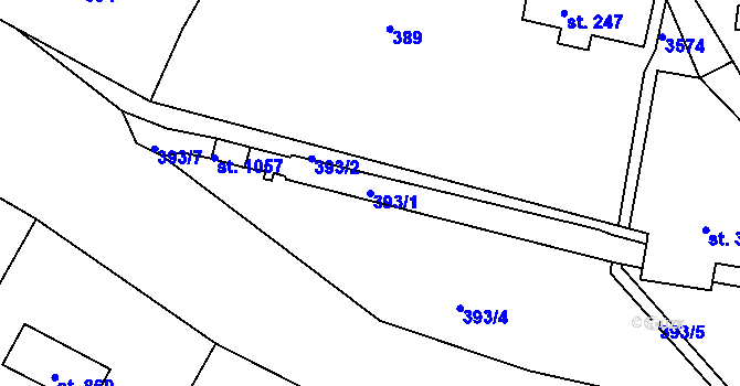 Parcela st. 393/1 v KÚ Hejnice, Katastrální mapa