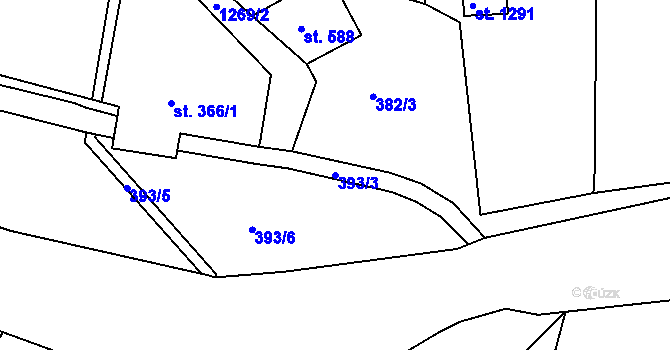 Parcela st. 393/3 v KÚ Hejnice, Katastrální mapa