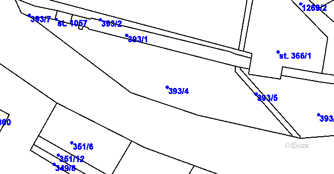 Parcela st. 393/4 v KÚ Hejnice, Katastrální mapa