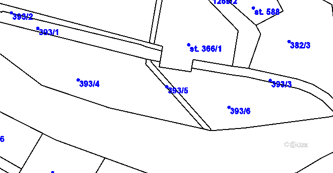Parcela st. 393/5 v KÚ Hejnice, Katastrální mapa