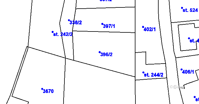 Parcela st. 396/2 v KÚ Hejnice, Katastrální mapa
