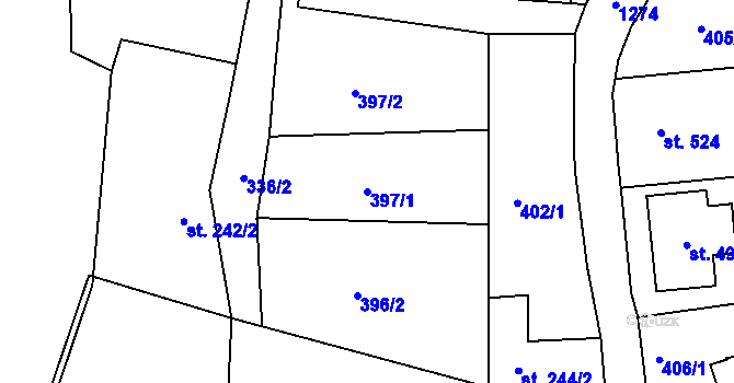 Parcela st. 397/1 v KÚ Hejnice, Katastrální mapa