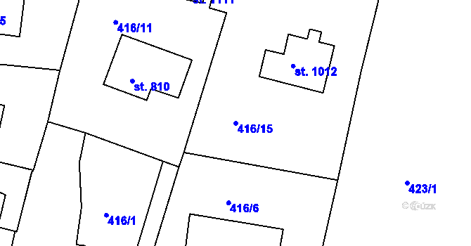 Parcela st. 416/15 v KÚ Hejnice, Katastrální mapa