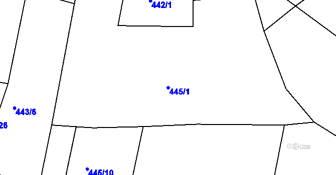 Parcela st. 445/1 v KÚ Hejnice, Katastrální mapa