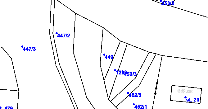 Parcela st. 449 v KÚ Hejnice, Katastrální mapa