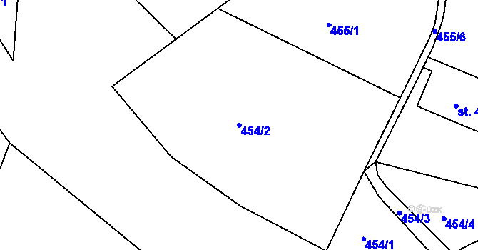 Parcela st. 454/2 v KÚ Hejnice, Katastrální mapa