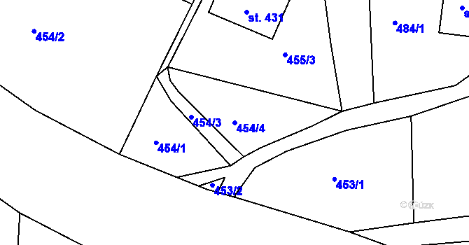 Parcela st. 454/4 v KÚ Hejnice, Katastrální mapa