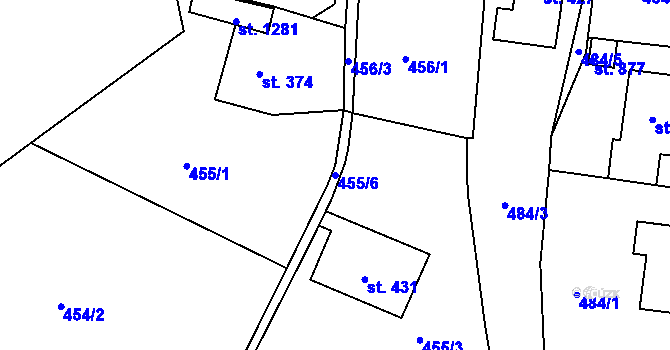 Parcela st. 455/6 v KÚ Hejnice, Katastrální mapa