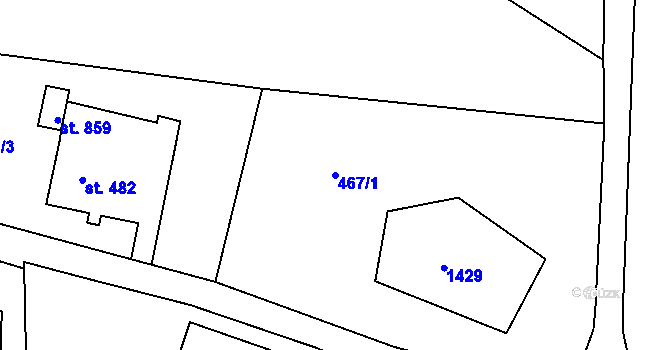 Parcela st. 467/1 v KÚ Hejnice, Katastrální mapa