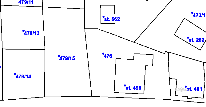 Parcela st. 476 v KÚ Hejnice, Katastrální mapa