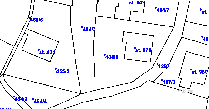 Parcela st. 484/1 v KÚ Hejnice, Katastrální mapa