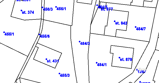 Parcela st. 484/3 v KÚ Hejnice, Katastrální mapa