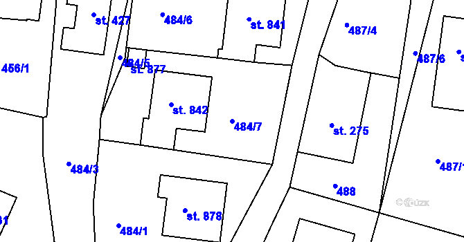 Parcela st. 484/7 v KÚ Hejnice, Katastrální mapa