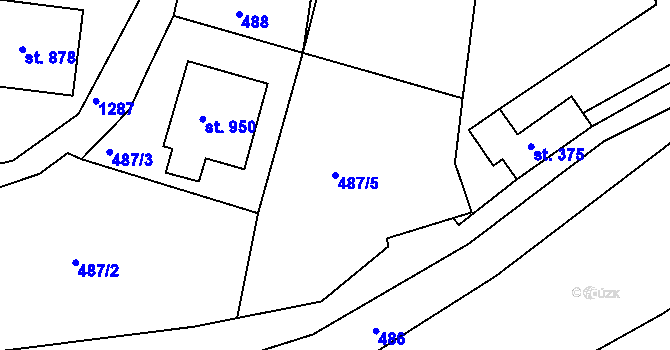 Parcela st. 487/5 v KÚ Hejnice, Katastrální mapa