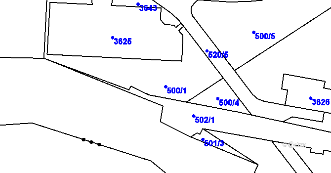 Parcela st. 500/1 v KÚ Hejnice, Katastrální mapa