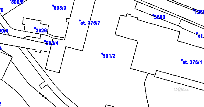 Parcela st. 501/2 v KÚ Hejnice, Katastrální mapa