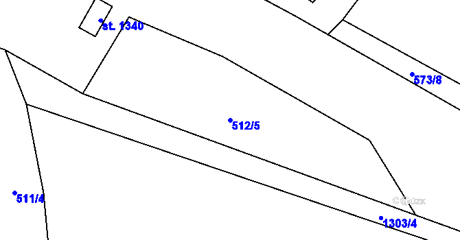 Parcela st. 512/5 v KÚ Hejnice, Katastrální mapa