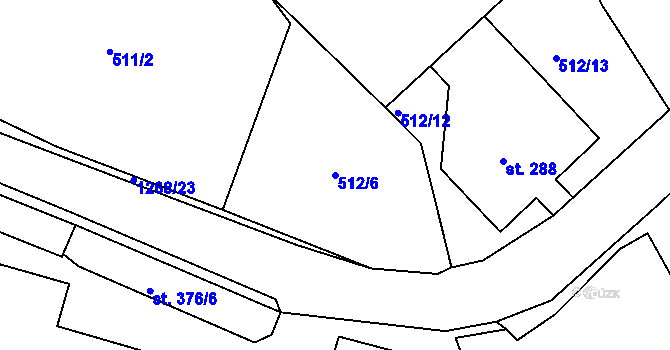 Parcela st. 512/6 v KÚ Hejnice, Katastrální mapa