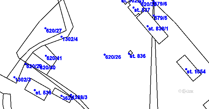 Parcela st. 620/26 v KÚ Hejnice, Katastrální mapa