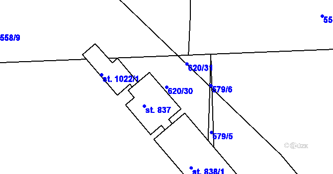 Parcela st. 620/30 v KÚ Hejnice, Katastrální mapa