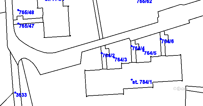 Parcela st. 764/2 v KÚ Hejnice, Katastrální mapa