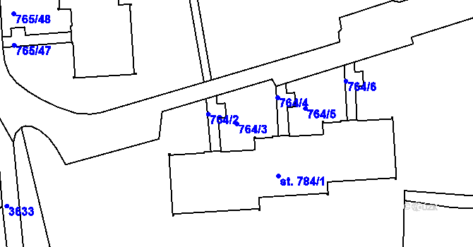 Parcela st. 764/3 v KÚ Hejnice, Katastrální mapa