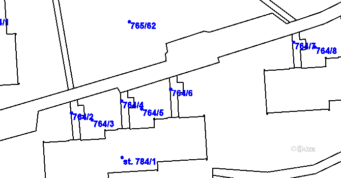 Parcela st. 764/6 v KÚ Hejnice, Katastrální mapa