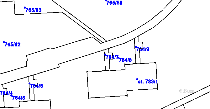 Parcela st. 764/7 v KÚ Hejnice, Katastrální mapa