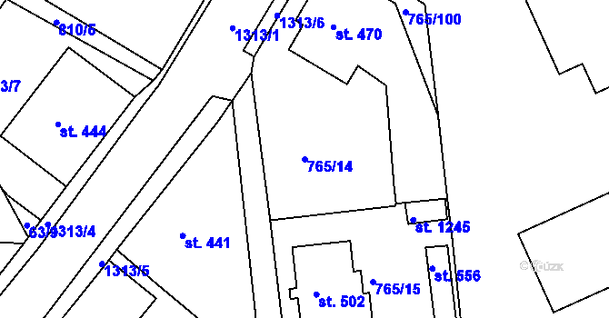 Parcela st. 765/14 v KÚ Hejnice, Katastrální mapa