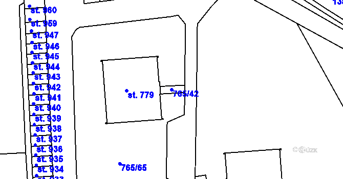 Parcela st. 765/42 v KÚ Hejnice, Katastrální mapa