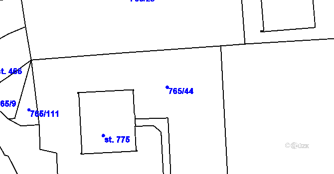 Parcela st. 765/44 v KÚ Hejnice, Katastrální mapa