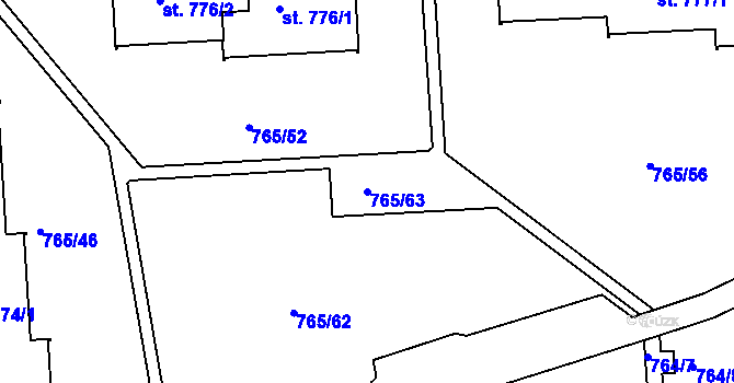 Parcela st. 765/63 v KÚ Hejnice, Katastrální mapa