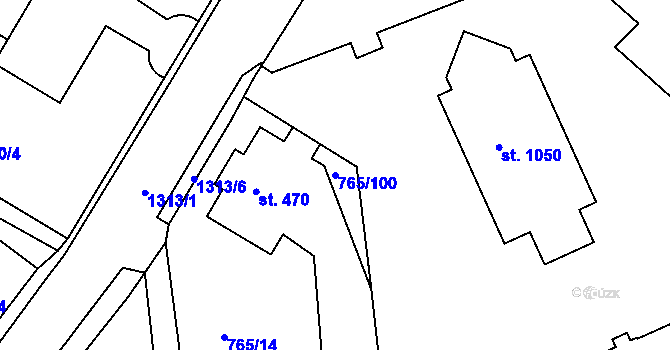 Parcela st. 765/100 v KÚ Hejnice, Katastrální mapa