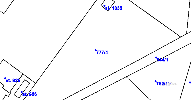 Parcela st. 777/4 v KÚ Hejnice, Katastrální mapa