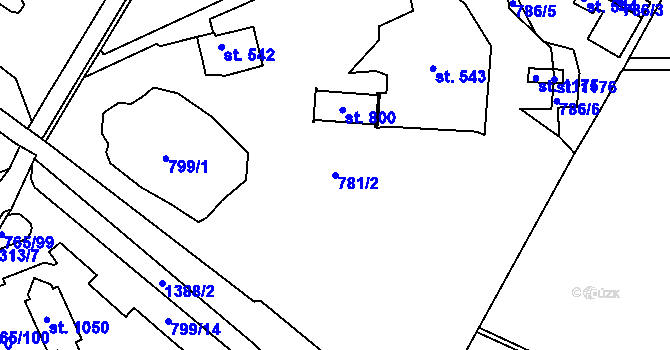 Parcela st. 781/2 v KÚ Hejnice, Katastrální mapa