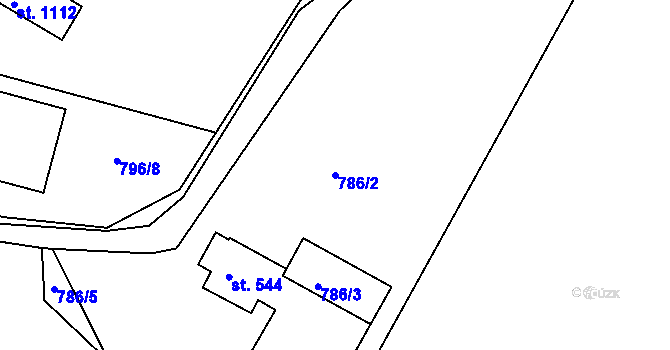 Parcela st. 786/2 v KÚ Hejnice, Katastrální mapa
