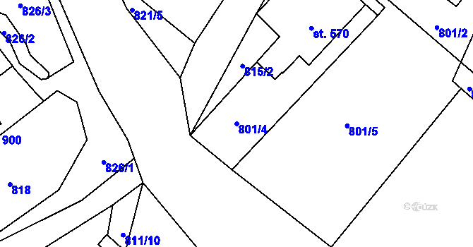 Parcela st. 801/4 v KÚ Hejnice, Katastrální mapa