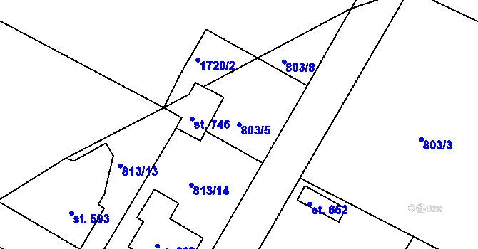 Parcela st. 803/5 v KÚ Hejnice, Katastrální mapa