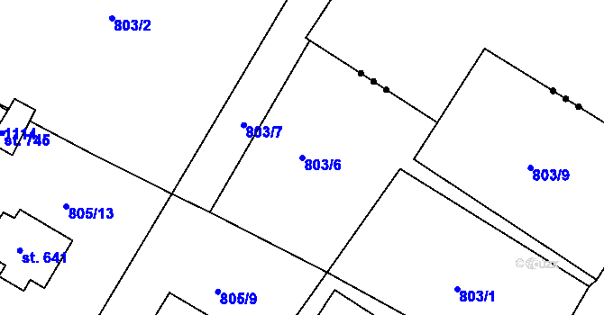 Parcela st. 803/6 v KÚ Hejnice, Katastrální mapa