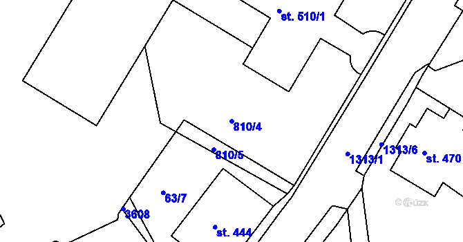 Parcela st. 810/4 v KÚ Hejnice, Katastrální mapa