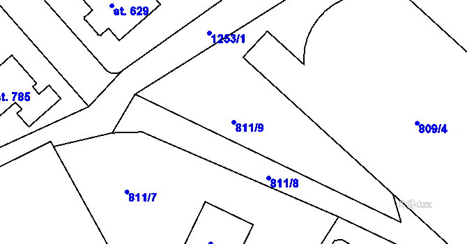 Parcela st. 811/9 v KÚ Hejnice, Katastrální mapa