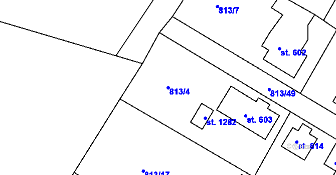 Parcela st. 813/4 v KÚ Hejnice, Katastrální mapa