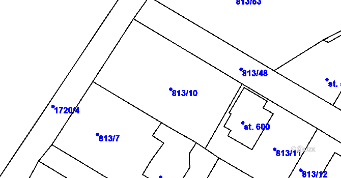 Parcela st. 813/10 v KÚ Hejnice, Katastrální mapa