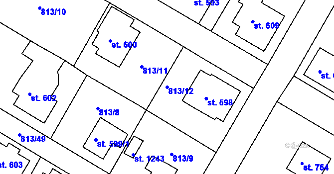 Parcela st. 813/12 v KÚ Hejnice, Katastrální mapa