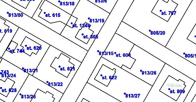Parcela st. 813/15 v KÚ Hejnice, Katastrální mapa