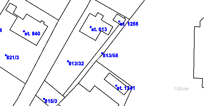 Parcela st. 813/58 v KÚ Hejnice, Katastrální mapa