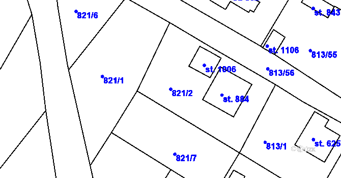 Parcela st. 821/2 v KÚ Hejnice, Katastrální mapa